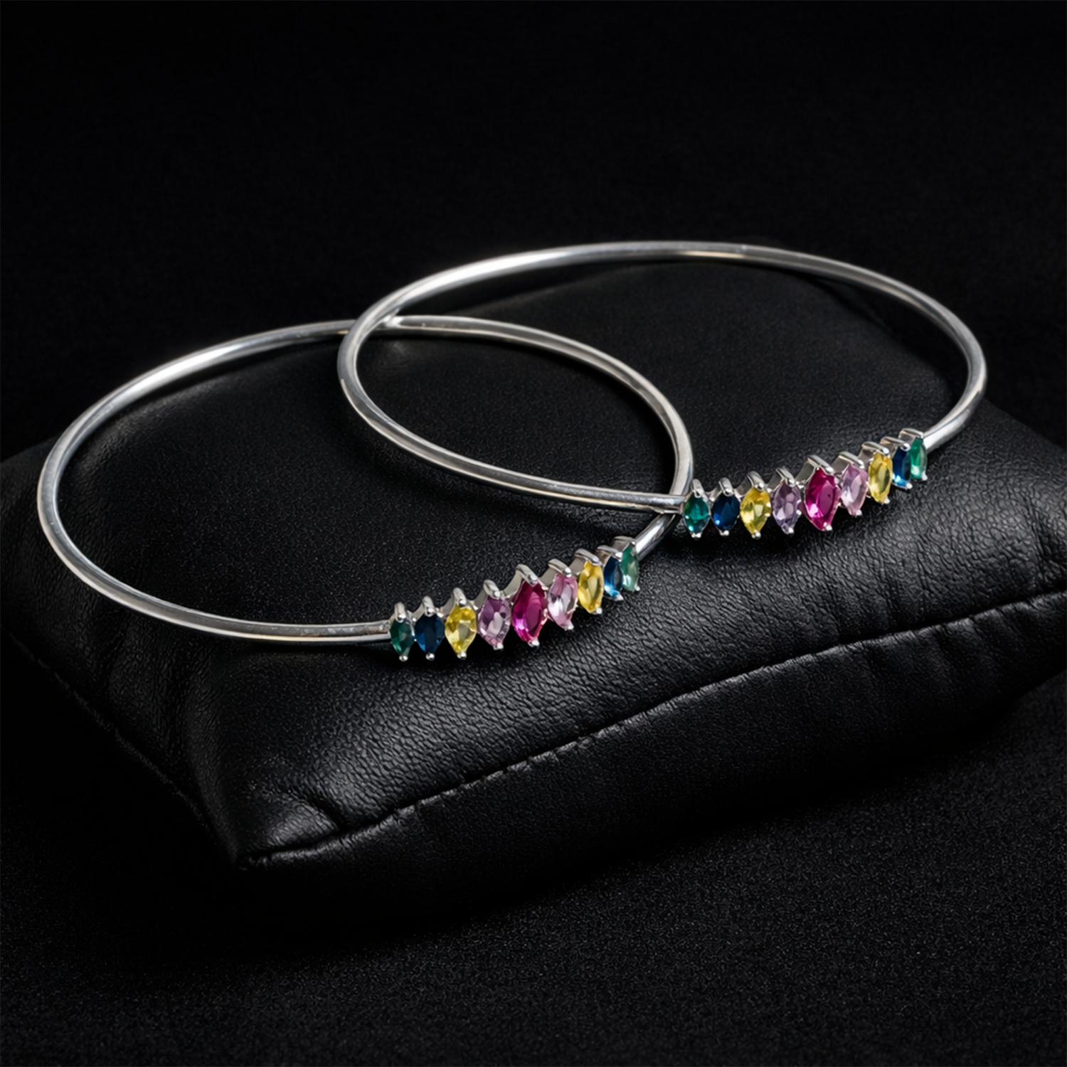 Dreamy Gemstone Silver Bangle