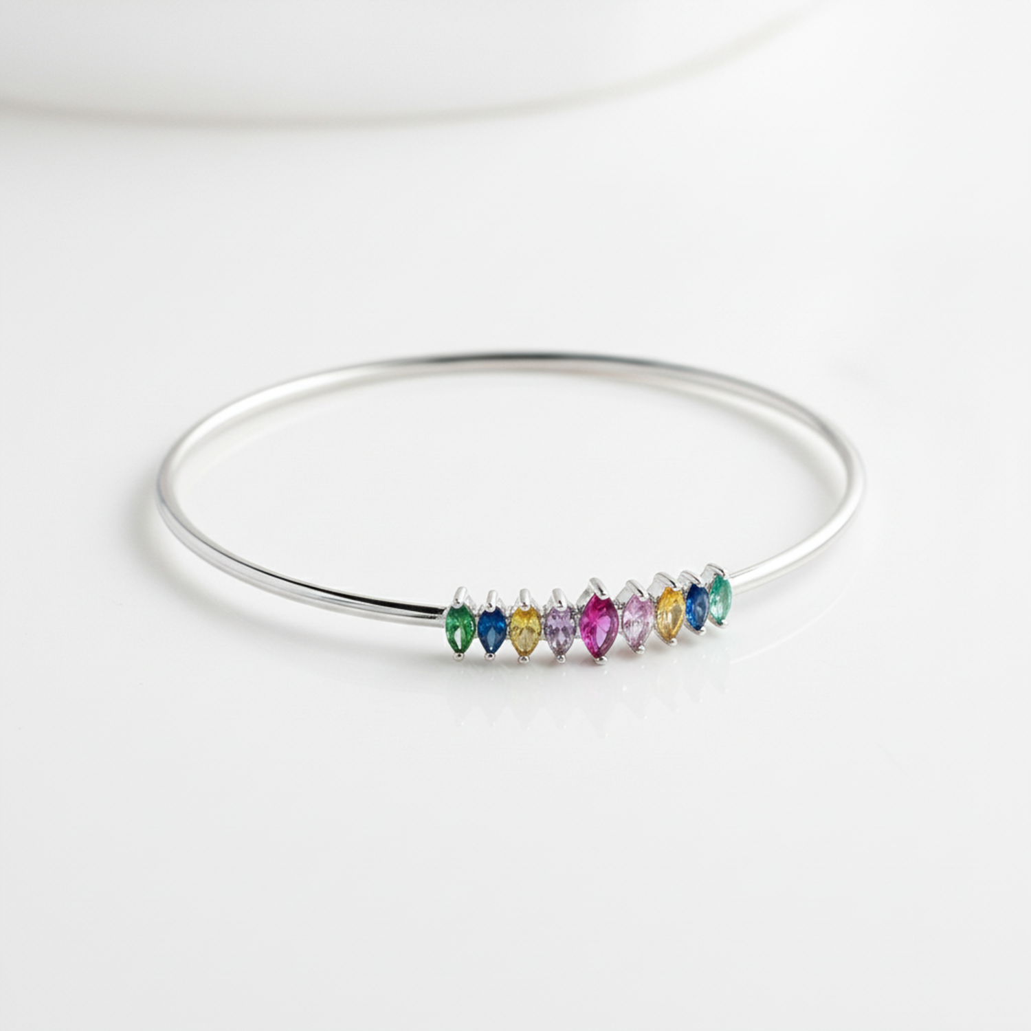 Dreamy Gemstone Silver Bangle