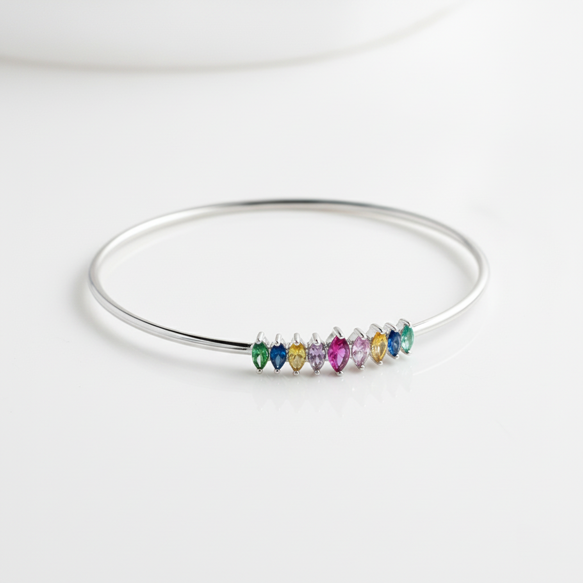 Dreamy Gemstone Silver Bangle