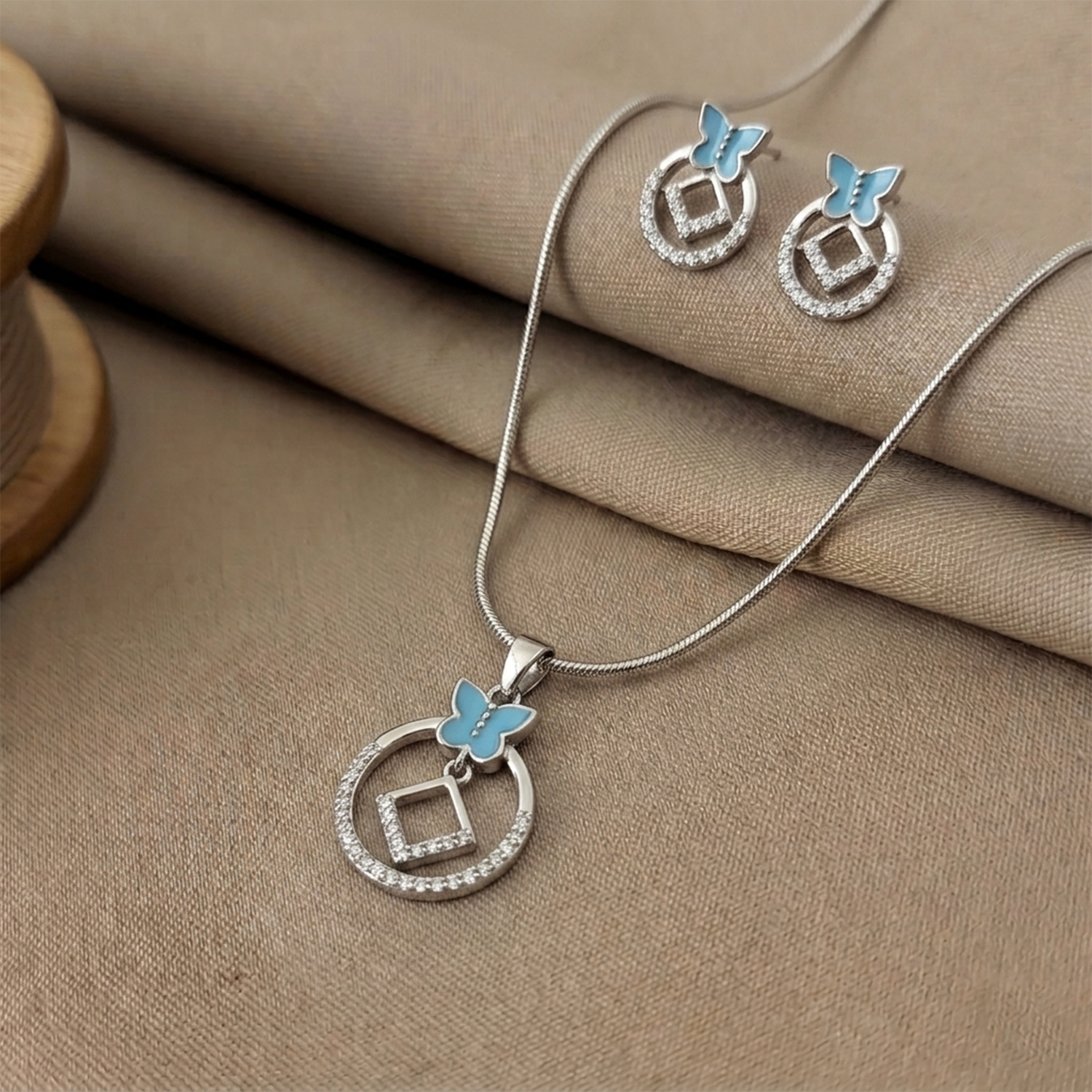 Elegant Butterfly Silver Set