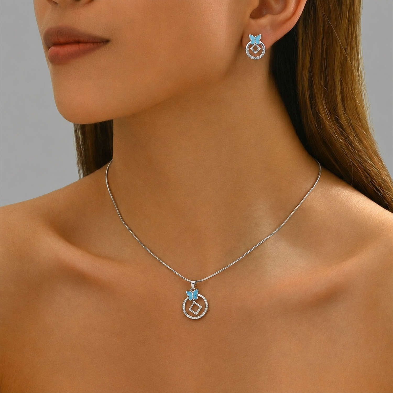Elegant Butterfly Silver Set
