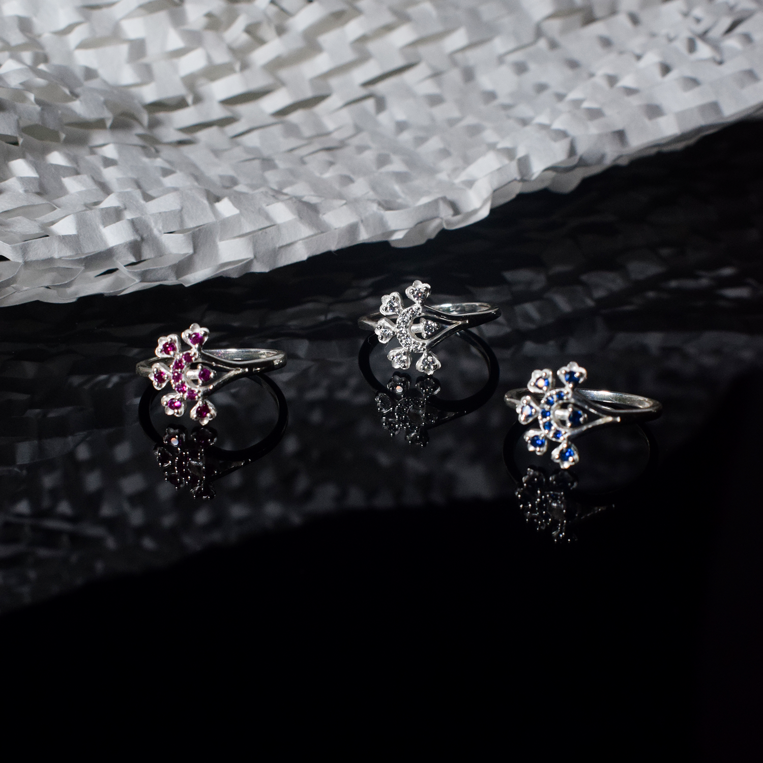High Shine Petal Silver Ring
