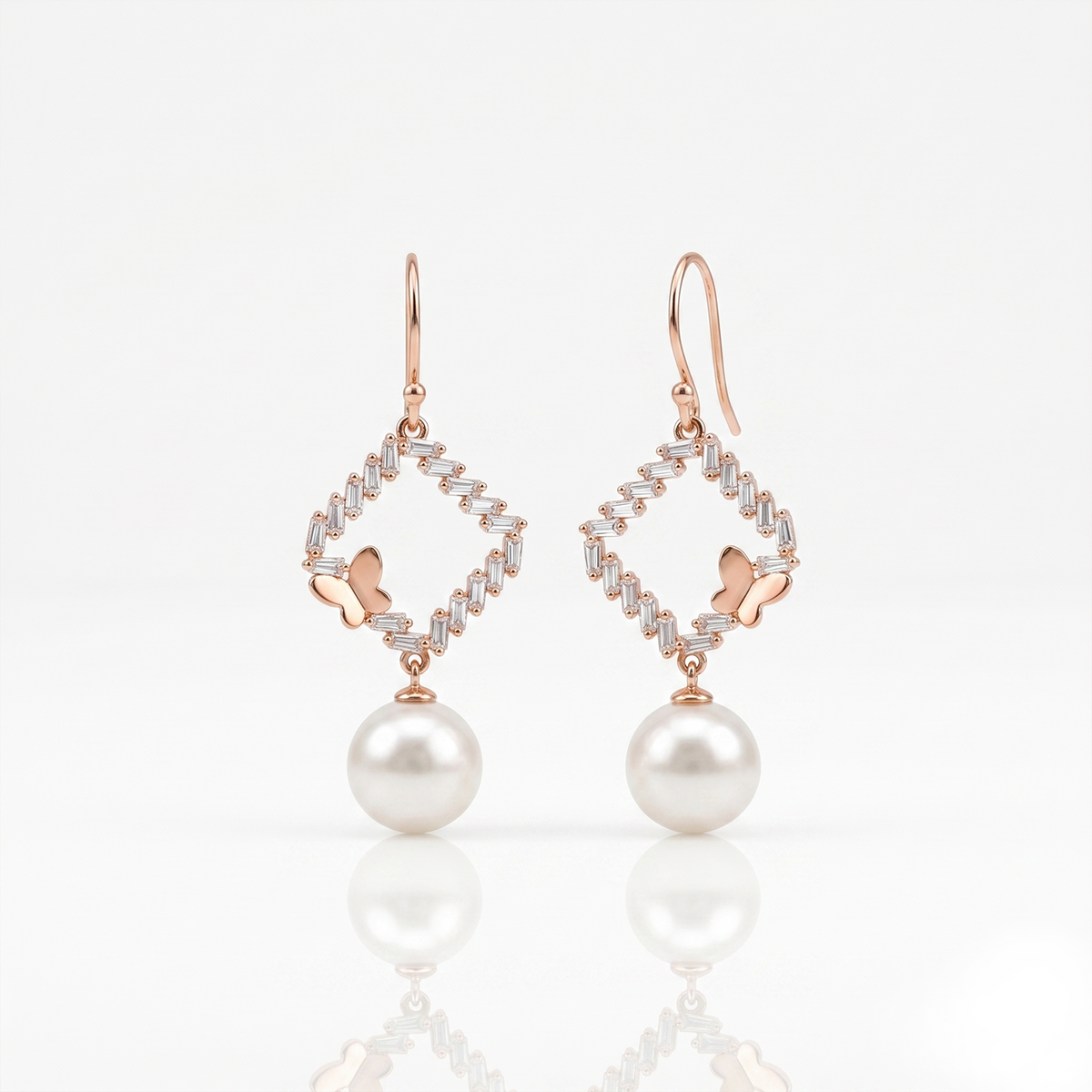 Rose Gold Pearl Earrings