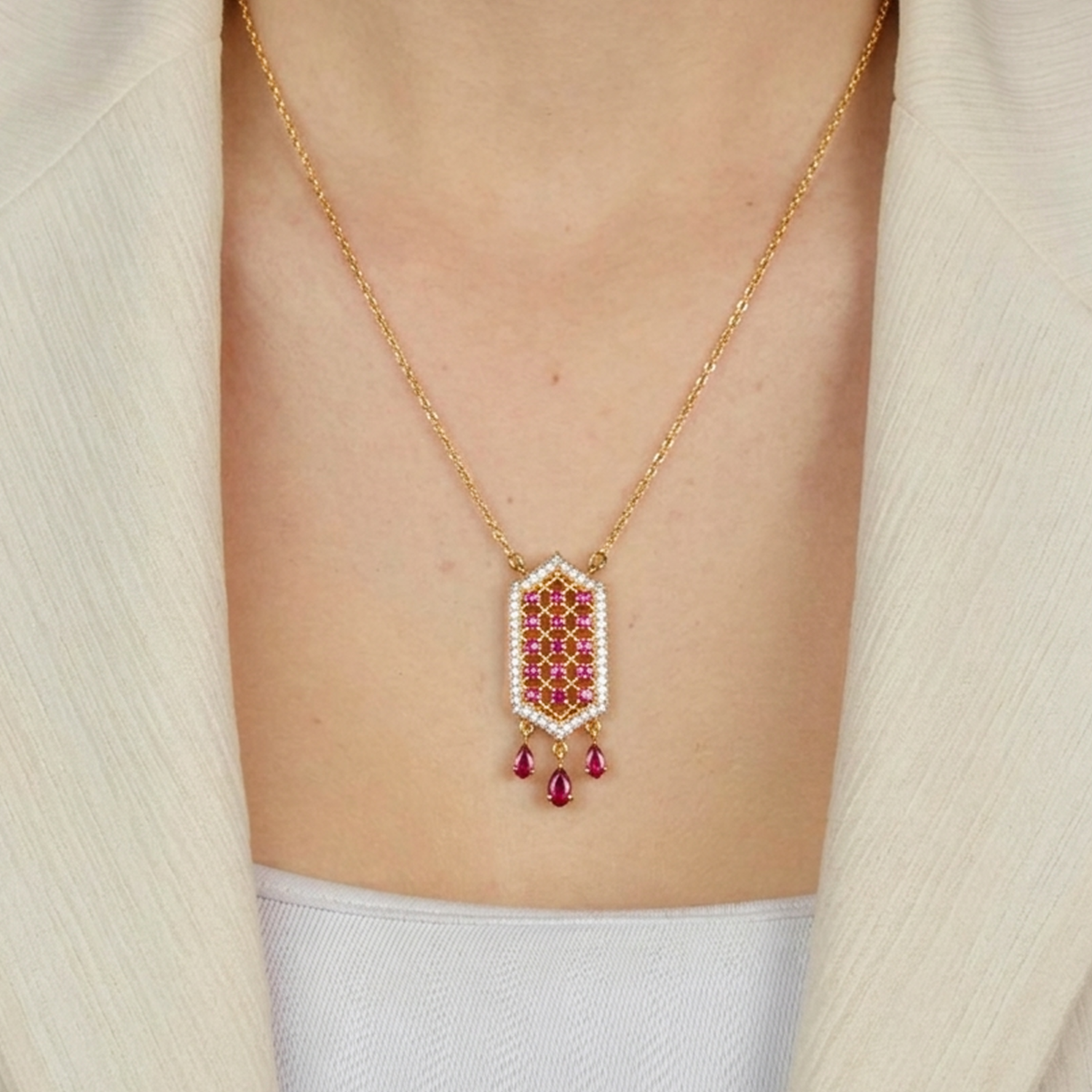 Royal Rose Lattice 1g Gold Chain