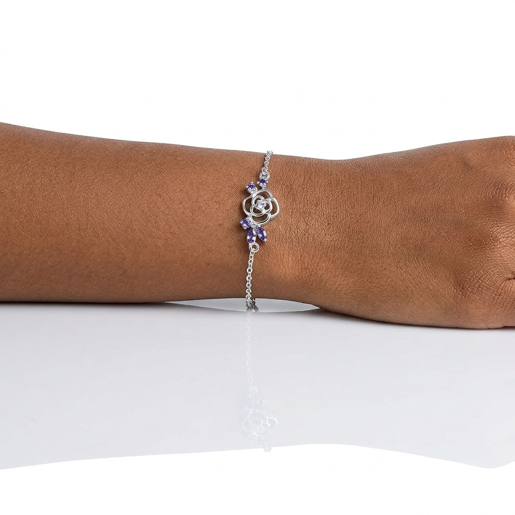 Tiny Violet Flower Bracelet
