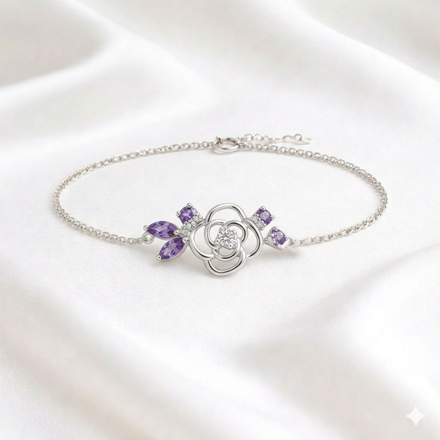 Tiny Violet Flower Bracelet