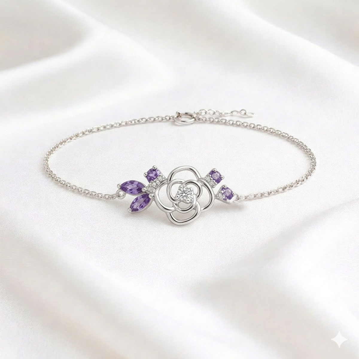 Tiny Violet Flower Bracelet