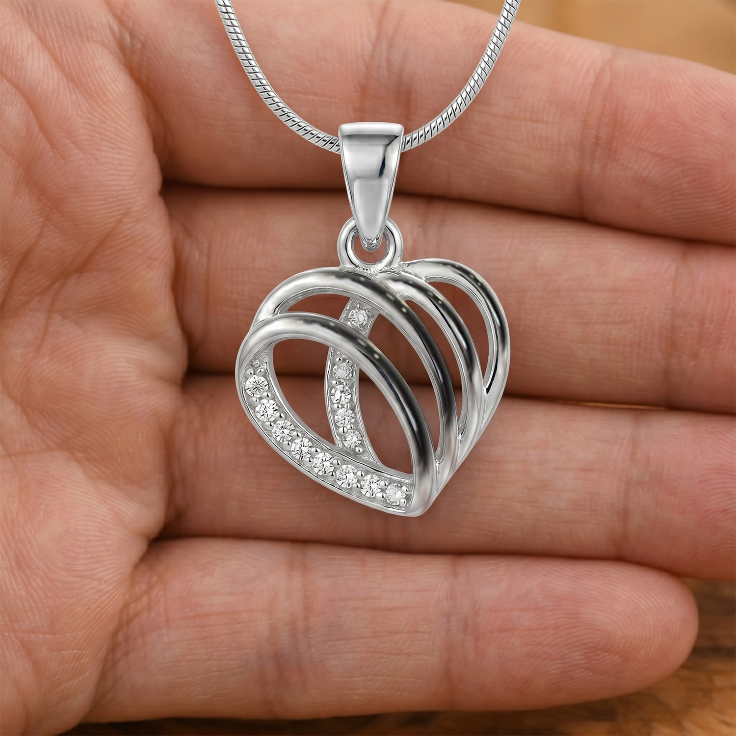 3D Wave Heart Pendant